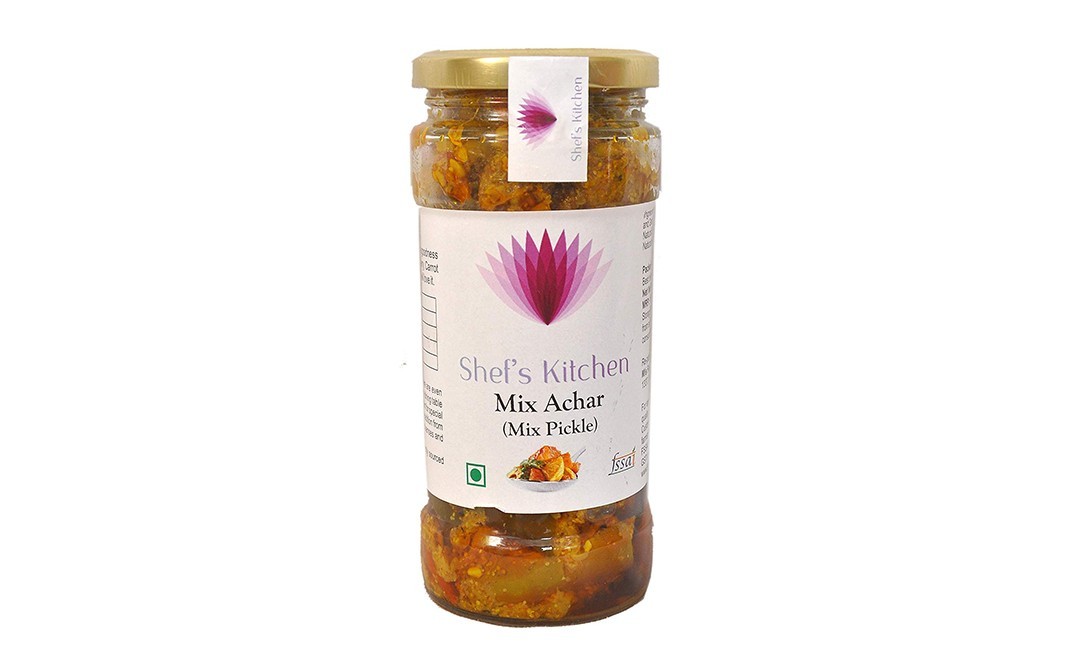 Shef's Kitchen Mix Achar (Mix Pickle)    Glass Jar  400 grams